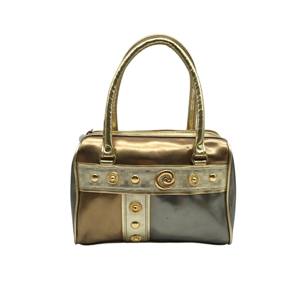 Chateau Gold Faux Leather Convertible Satchel Bag
